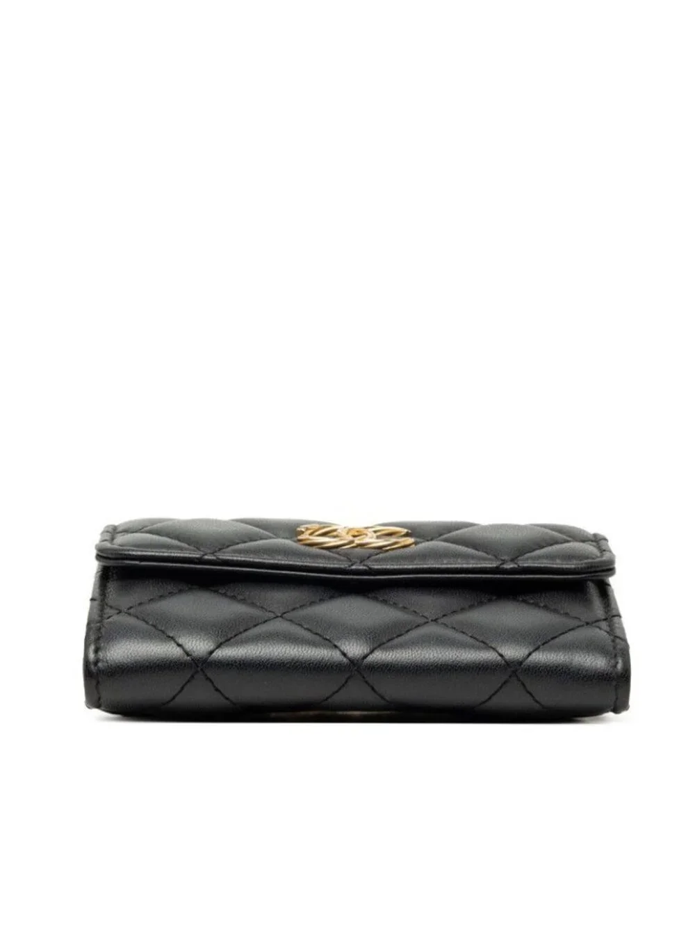 Chanel Quilted CC Logo Mini Chain Shoulder Bag Black Gold Lambskin